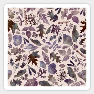 Woodland foliage, dusty pink purple mauve lilac, watercolor wash Magnet